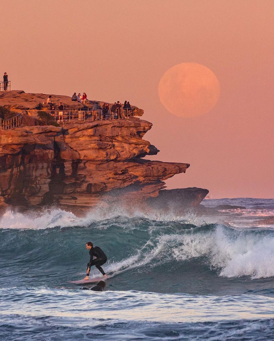 Surfers and waves at Bondi Beach, Sydney, Australia